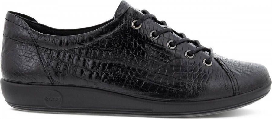 ECCO Dames Veterschoen Soft 2.0 206503 21001 Zwart Croco