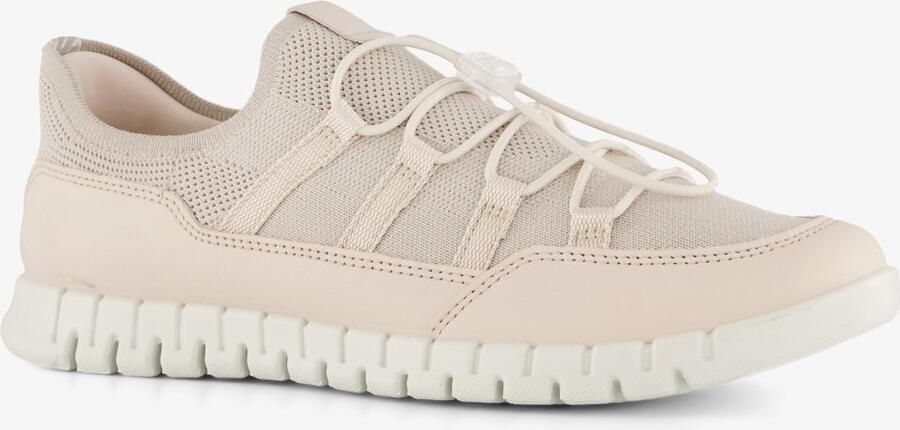 ECCO Gruuv Lite W Limestone leren dames sneakers beige Uitneembare zool