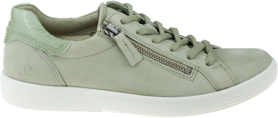 ECCO Soft 7 Side Zip Sneakers groen Nubuck Dames