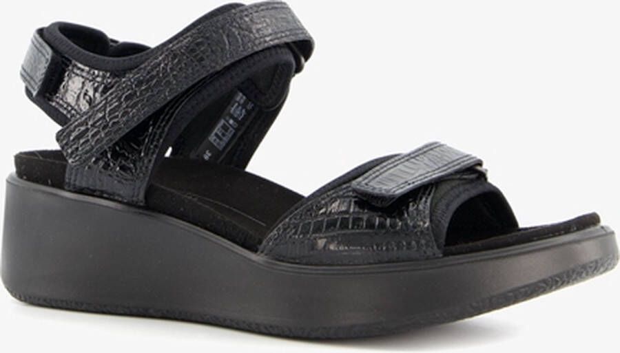 ECCO Flowt Wedge leren dames sandalen Zwart Echt leer