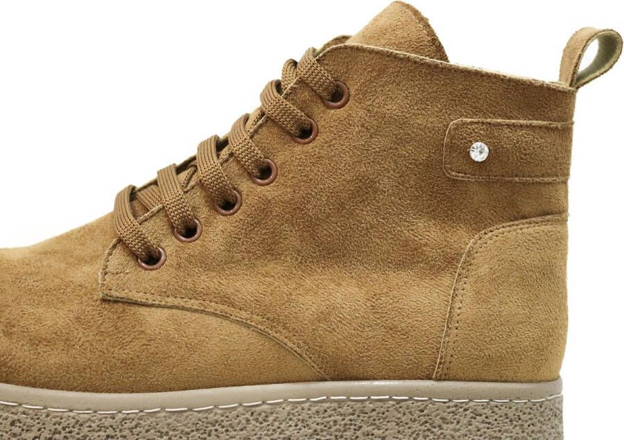 Efrin Mode Efrin Veterboots met plateauzool Bruin