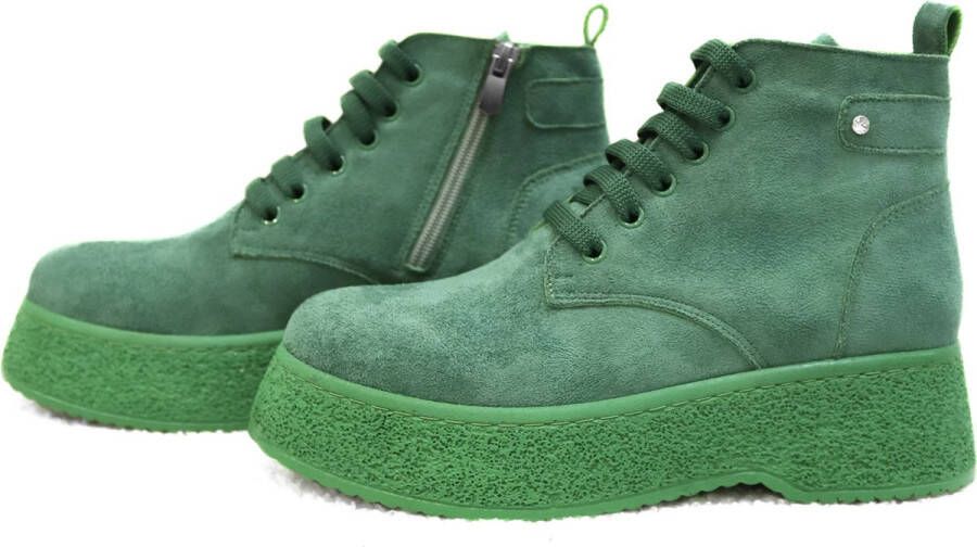 Efrin Mode Efrin Veterboots met plateauzool Groen