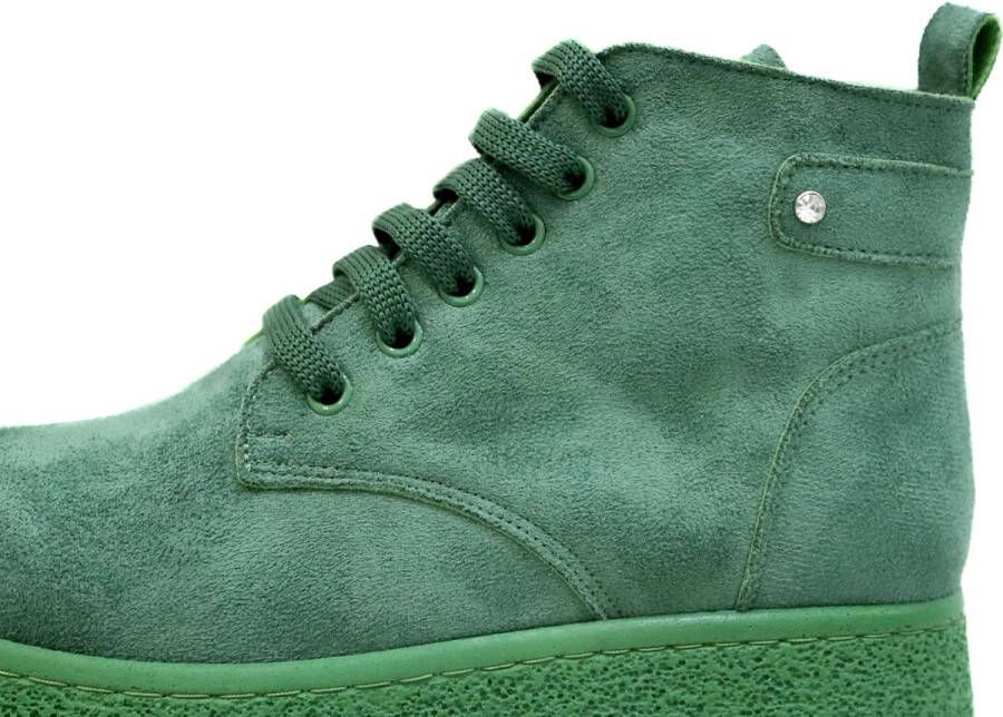 Efrin Mode Efrin Veterboots met plateauzool Groen