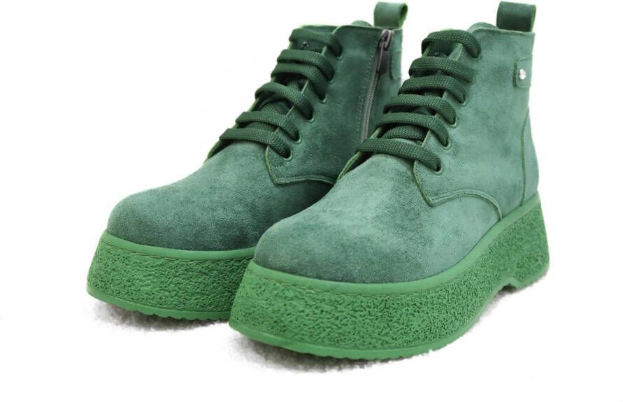 Efrin Mode Efrin Veterboots met plateauzool Groen