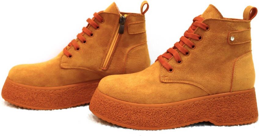 Efrin Mode Efrin Veterboots met plateauzool Oranje
