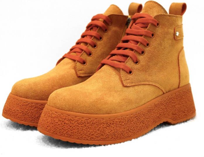 Efrin Mode Efrin Veterboots met plateauzool Oranje