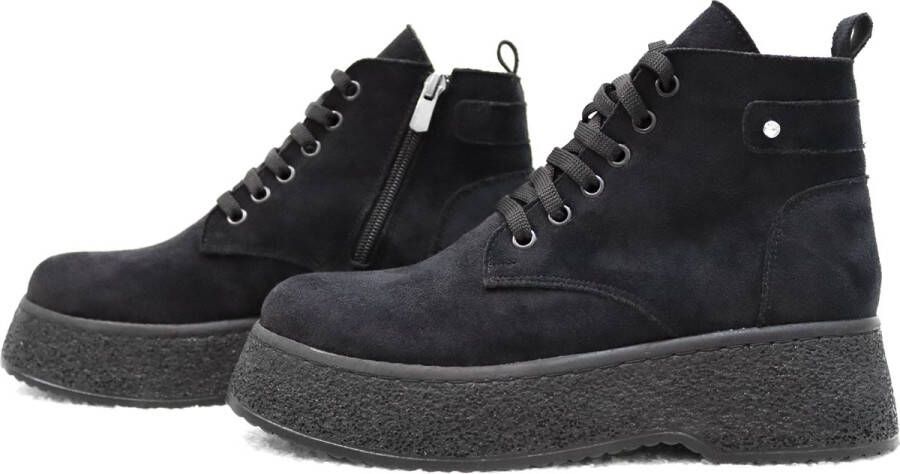 Efrin Mode Efrin Veterboots met plateauzool Zwart