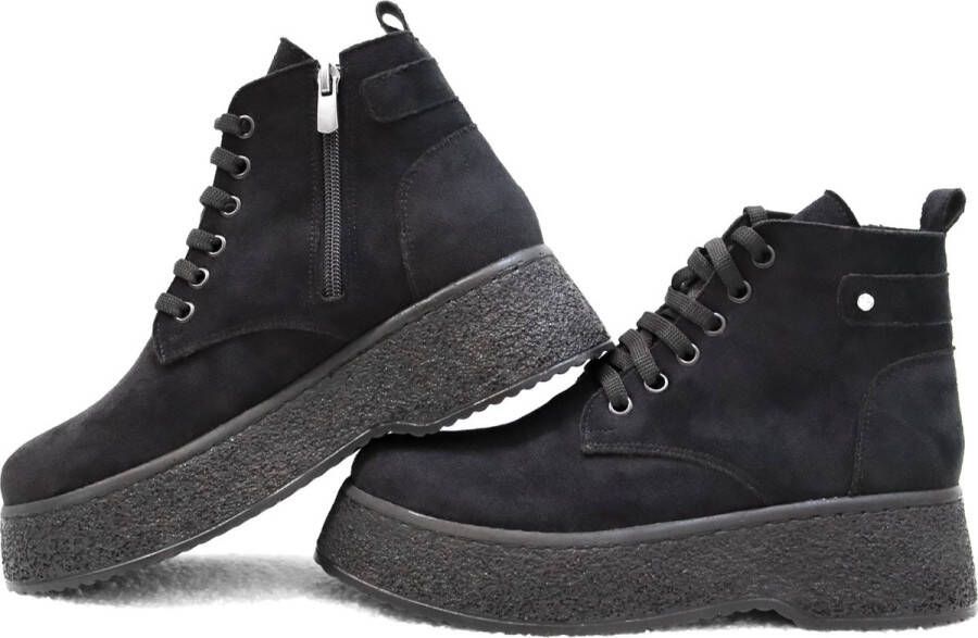 Efrin Mode Efrin Veterboots met plateauzool Zwart