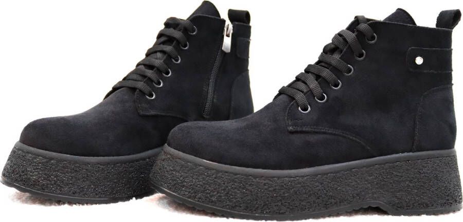Efrin Mode Efrin Veterboots met plateauzool Zwart