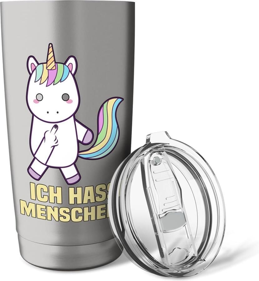 Einhorn sarcastische regenboog humor thermobeker
