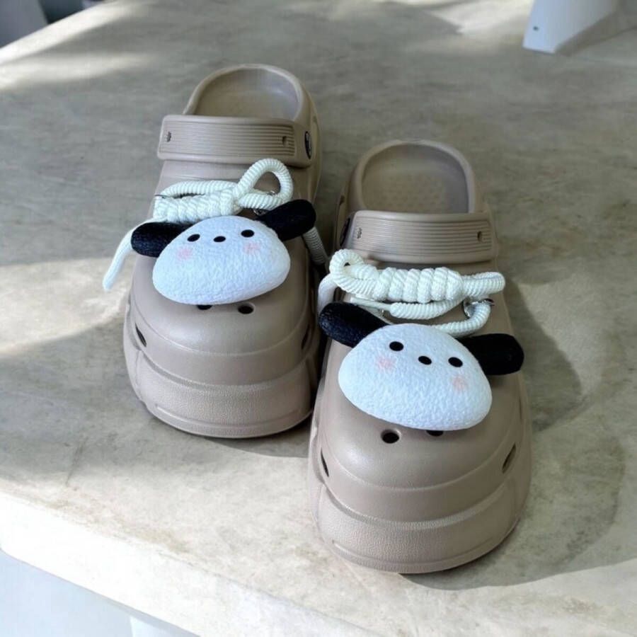 Ekselans EK-181 Beige Unisex Slippers met Panda Beertje Comfortabel & Speels Design
