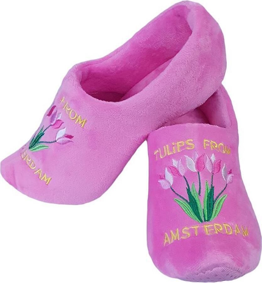ELCEE-HALY BV Elcee-Haly Klomp sloffen Roze Pantoffelklomp met Tulpen boeket Warme sloffen Roze