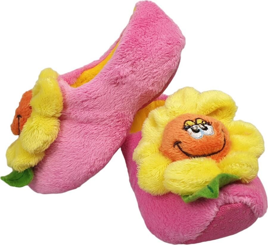 ELCEE-HALY BV Elcee Haly klomp slofjes Roze Pantoffelklompje met gele bloem Warme sloffen Roze Geel