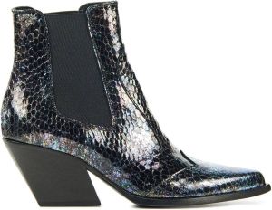 Elena Iachi Chelsea boots Dames Laarzen Schoenen Leer Crocoprint E2002 Zwart