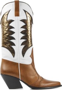 Elena Iachi Cowboylaarzen Dames Laarzen Damesschoenen Leer E3481 Bruin combi