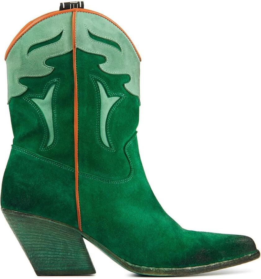 Elena Iachi Vrouwen Suède Cowboy Laarzen Western Boots E2016 Groen