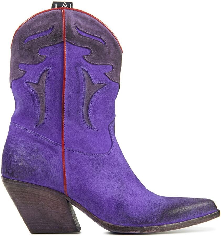 Elena Iachi Vrouwen Suède Cowboy Laarzen Western Boots E2016 Paars
