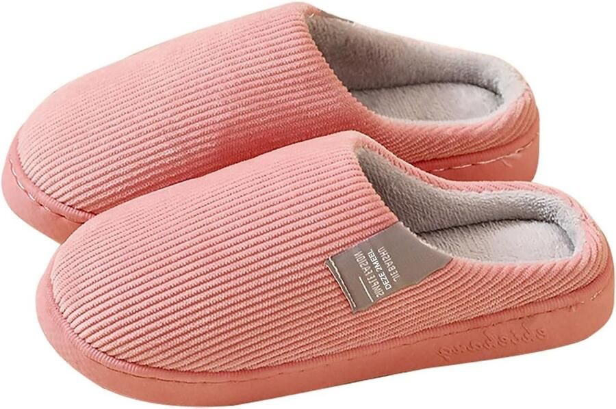 Elkuaie Pantoffels Sloffen Warme Pluche Binnen En Buiten Anti-Slip Zool 1 Stuks Unisex Voor Winter In Roze