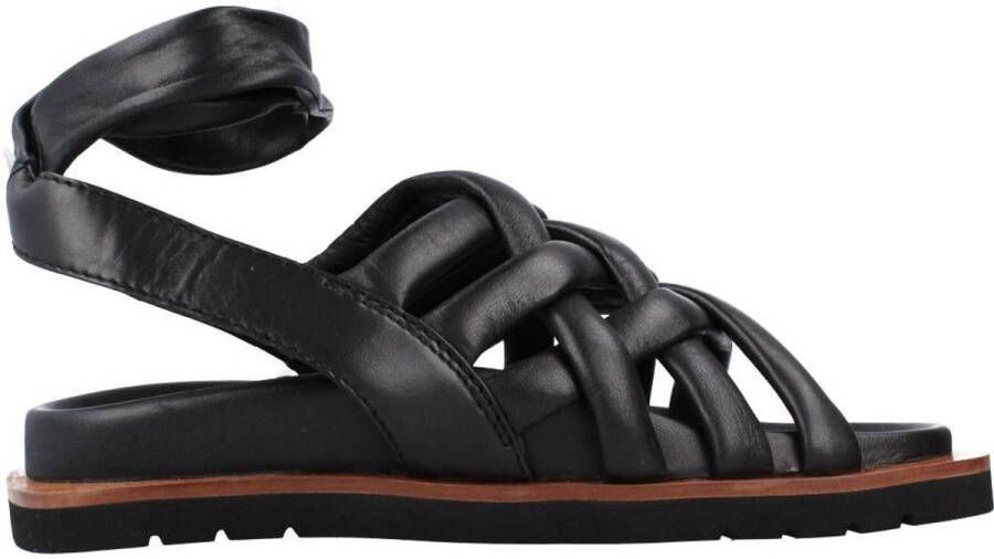 Elvio Zanon Gevlochten Platte Sandalen Black Dames
