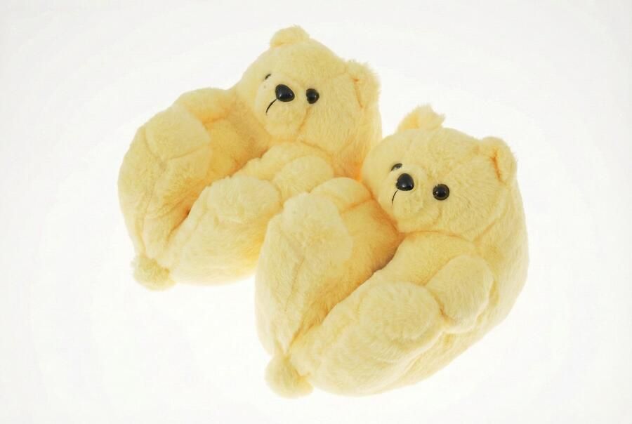 Emojishop Grappige pantoffels Beren sloffen Geel One size fits all t m 38 voor Kinderen en Beer Pantoffel Pluche dierenpantoffels zachte binnenschoenen Sloffen en Pantoffels