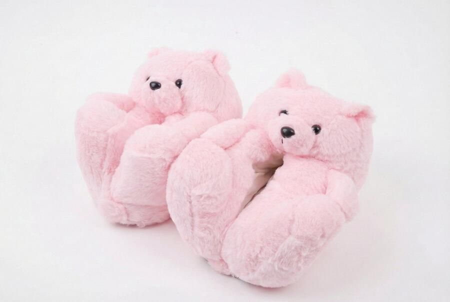 Emojishop Grappige pantoffels Beren sloffen Licht Roze One size fits all t m 38 voor Kinderen en Beer Pantoffel Pluche dierenpantoffels zachte binnenschoenen Sloffen en Pantoffels