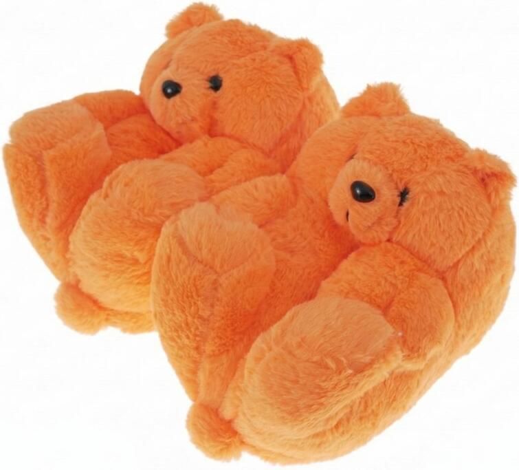 Emojishop Grappige pantoffels Beren sloffen Oranje One size fits all t m 38 voor Kinderen en Beer Pantoffel Pluche dierenpantoffels zachte binnenschoenen Sloffen en