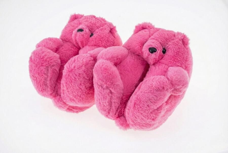 Emojishop Grappige pantoffels Beren sloffen Roze One size fits all t m 38 voor Kinderen en Beer Pantoffel Pluche dierenpantoffels zachte binnenschoenen Sloffen en Pantoffels