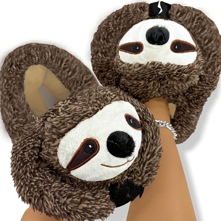 Emojishop Grappige pantoffels Bruin Luiaard sloffen One size fits all t m 38 voor Kinderen en Pantoffel dierensloffen Pluche dierenpantoffels zachte binnenschoenen Sloffen en Pantoffels