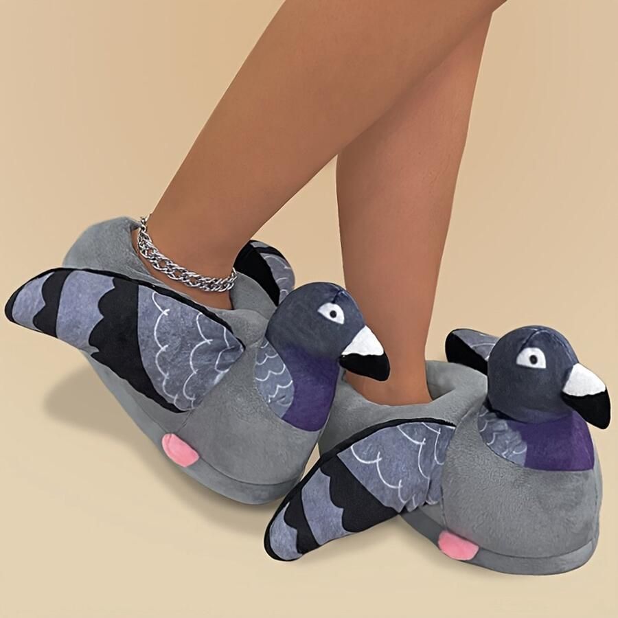 EmojiShop.nl Grappige pantoffels Duif sloffen One size fits all t m 40 voor Kinderen en Duif Pantoffel Zachte binnenschoenen Meme Sloffen en