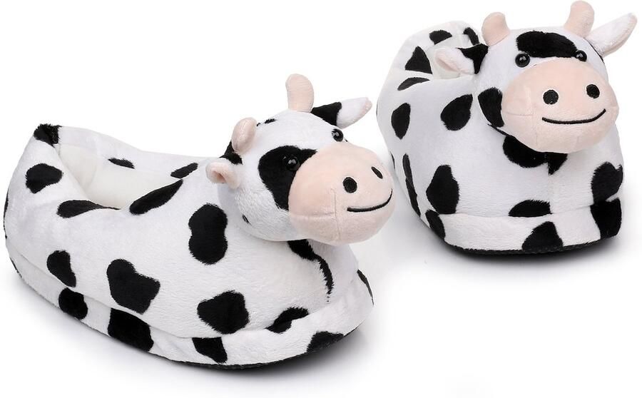 Emojishop Grappige pantoffels Koe Sloffen One size fits all t m 40 voor Kinderen en Koe Pantoffel Zachte binnenschoenen Sloffen en Pantoffels 35 36 37 en