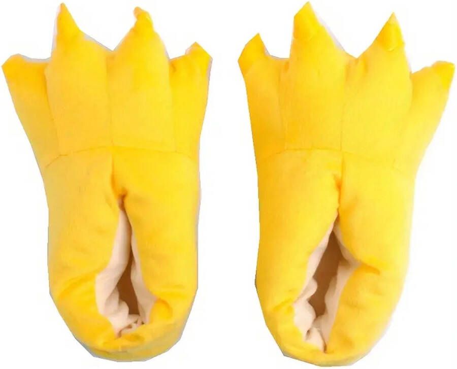 Emojishop Grappige dierenpoten pantoffels Gele Klauw Sloffen One size fits all t m 44 voor Kinderen en Pluche dierensloffen zachte binnenschoenen Stoere Sloffen en Pantoffels