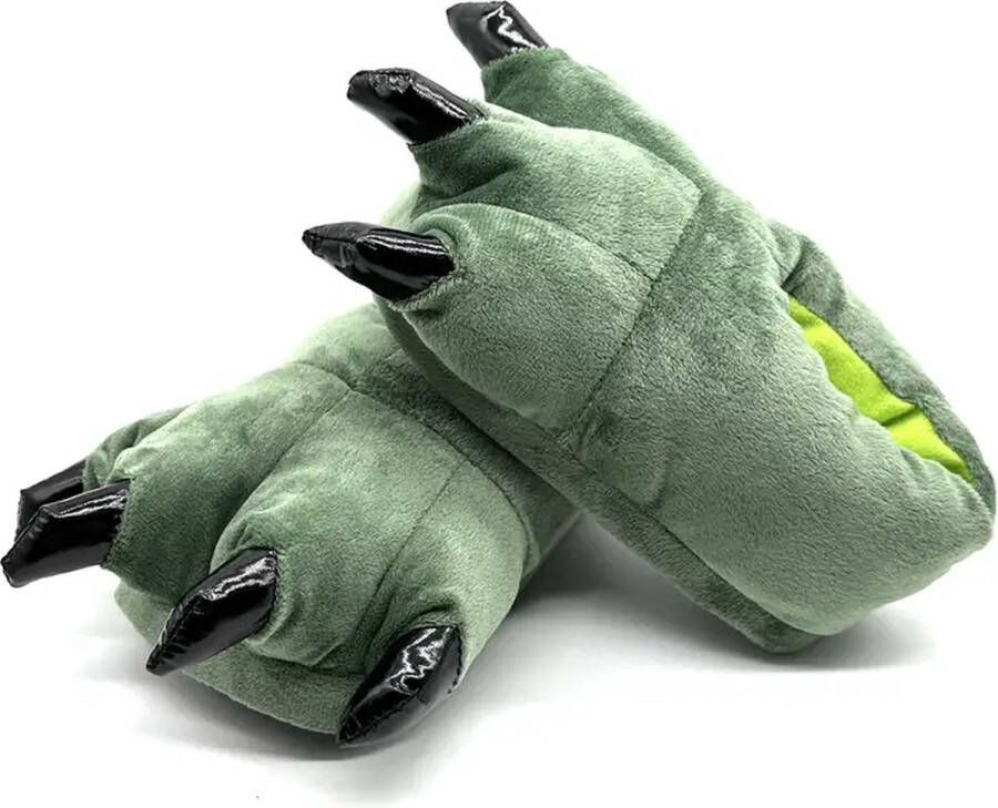 Emojishop Grappige dierenpoten pantoffels Groene Klauw Sloffen One size fits all t m 44 voor Kinderen en Pluche dierensloffen zachte binnenschoenen Stoere Sloffen en Pantoffels