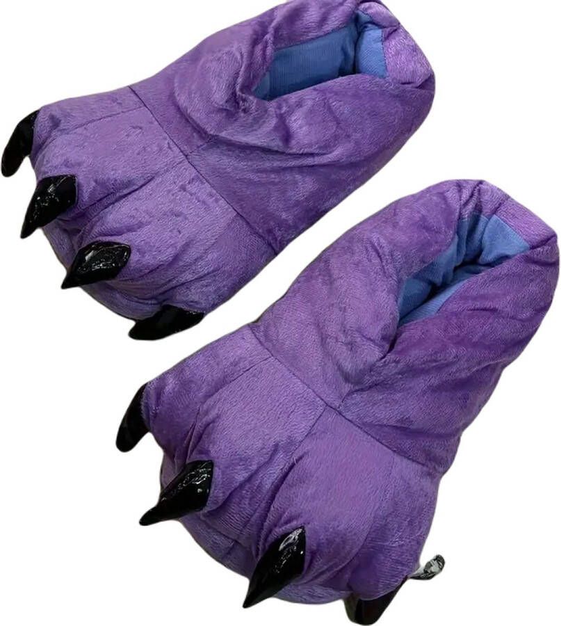 Emojishop Grappige dierenpoten pantoffels Paarse Klauw Sloffen One size fits all t m 44 voor Kinderen en Pluche dierensloffen zachte binnenschoenen Stoere Sloffen en Pantoffels