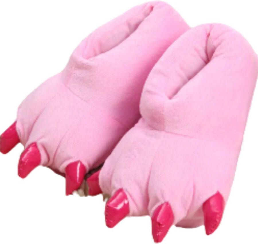 Emojishop Grappige dierenpoten pantoffels Roze Klauw Sloffen One size fits all t m 44 voor Kinderen en Pluche dierensloffen zachte binnenschoenen Stoere Sloffen en Pantoffels