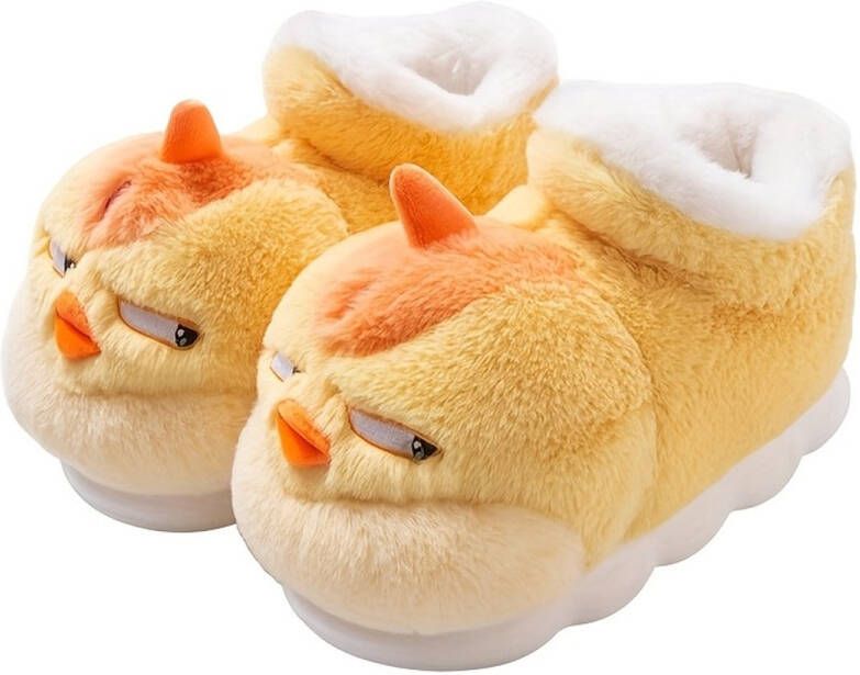 Emojishop Grappige kippen Pantoffels voor en One Size Fits All t m 42 voor kinderen Zachte Binnenschoenen Boze kippen Pantoffels met Gezicht Warme Huisschoenen Sloffen en Pantoffels 39 en