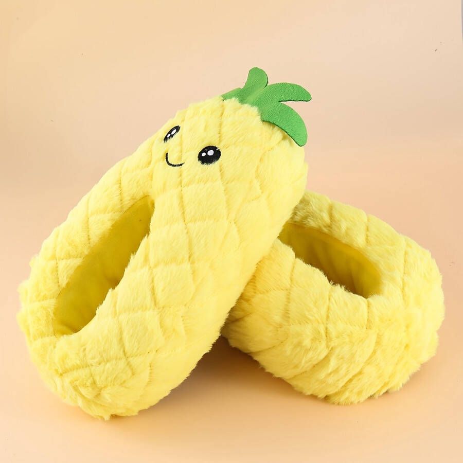 Emojishop Grappige pantoffels Ananas Sloffen Schattige Sloffen One size fits all t m 40 en Pantoffel etenssloffen Pluche Ananas pantoffels Zachte Binnenschoenen Sloffen en Pantoffels