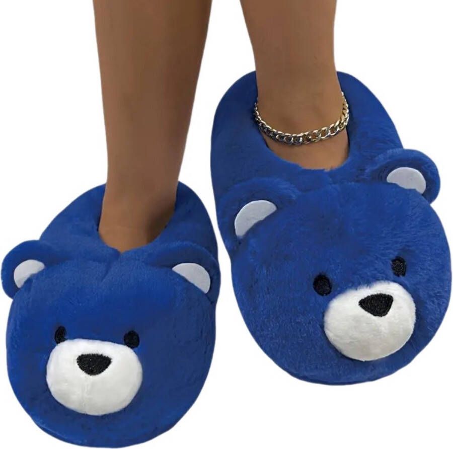 Emojishop Grappige pantoffels Blauwe Beren sloffen One size fits all t m 38 voor Kinderen en Pantoffel dierensloffen Pluche dierenpantoffels zachte binnenschoenen Sloffen en Pantoffels