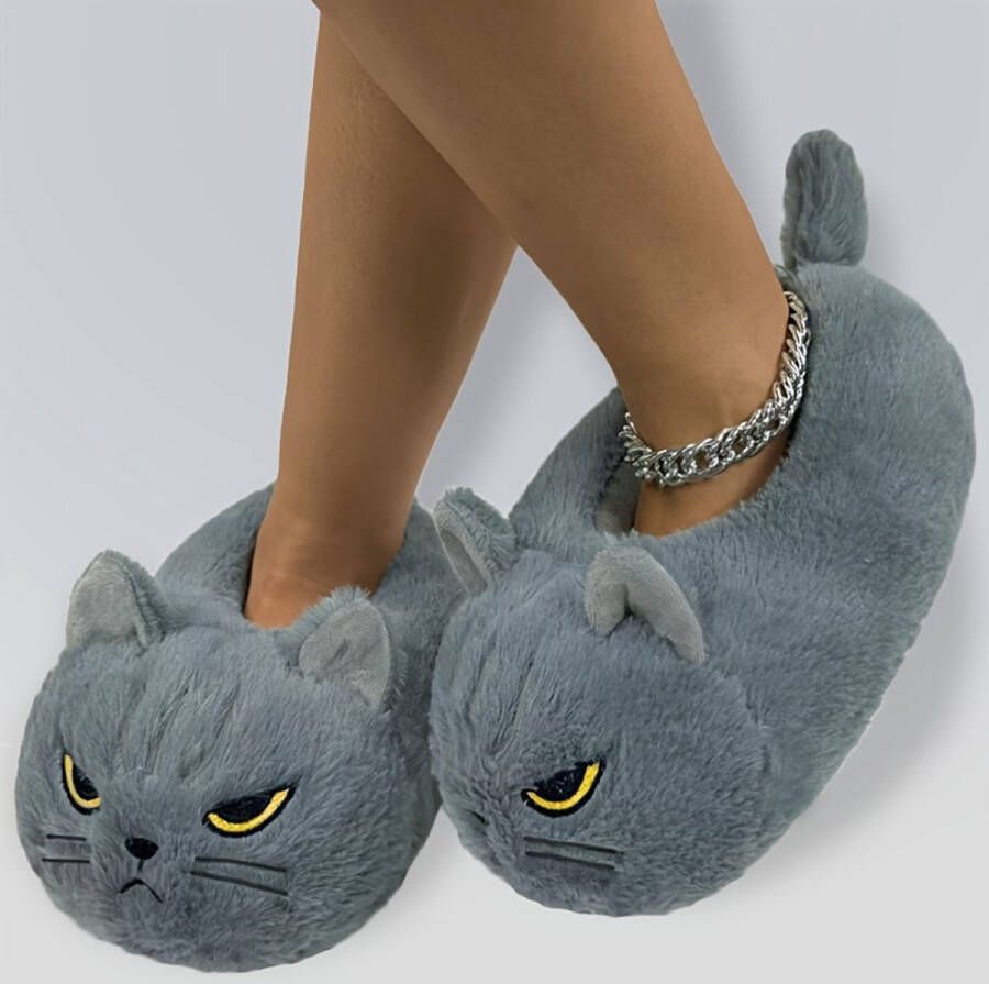 Emojishop Grappige pantoffels Boze Katten sloffen One size fits all t m 40 voor Kinderen en Kitten Pantoffel Pluche dierenpantoffels zachte binnenschoenen Sloffen en Pantoffels 37 en