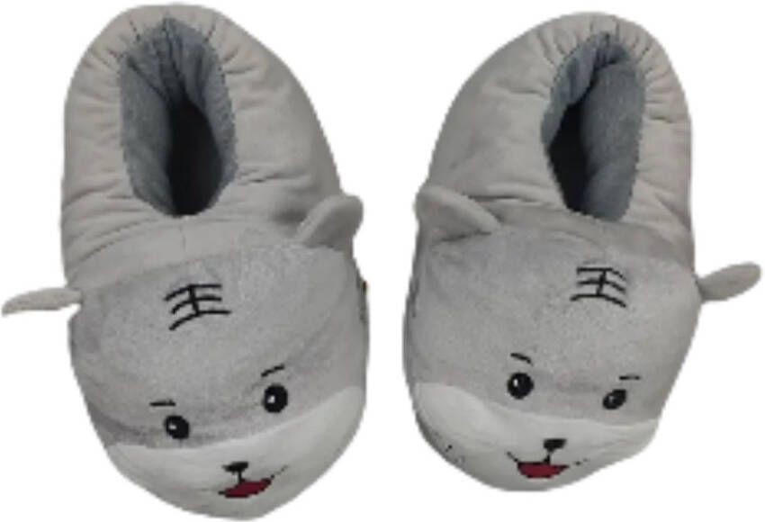 Emojishop Grappige pantoffels Grijze Honden sloffen One size fits all t m 40 voor Kinderen en Pantoffel dierensloffen Pluche dierenpantoffels zachte binnenschoenen Sloffen en Pantoffels