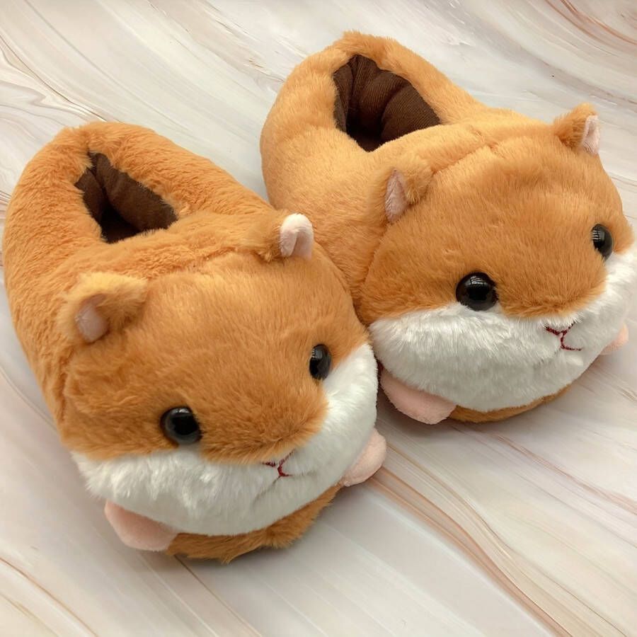 Emojishop Grappige pantoffels Hamster Sloffen Bruin One size Fits All t m 38 voor Kinderen en Pantoffel dierensloffen Pluche dierenpantoffels Zachte Binnenschoenen Sloffen en Pantoffels 33 34 35 36 37 38…