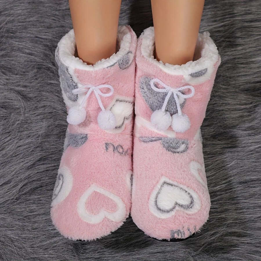 Emojishop Grappige pantoffels Hartjes sloffen Roze Slip-on Pantoffel One size fits all t m 38 voor Kinderen en Pluche pantoffels zachte binnenschoenen Sloffen en Pantoffels 33 34 35 en