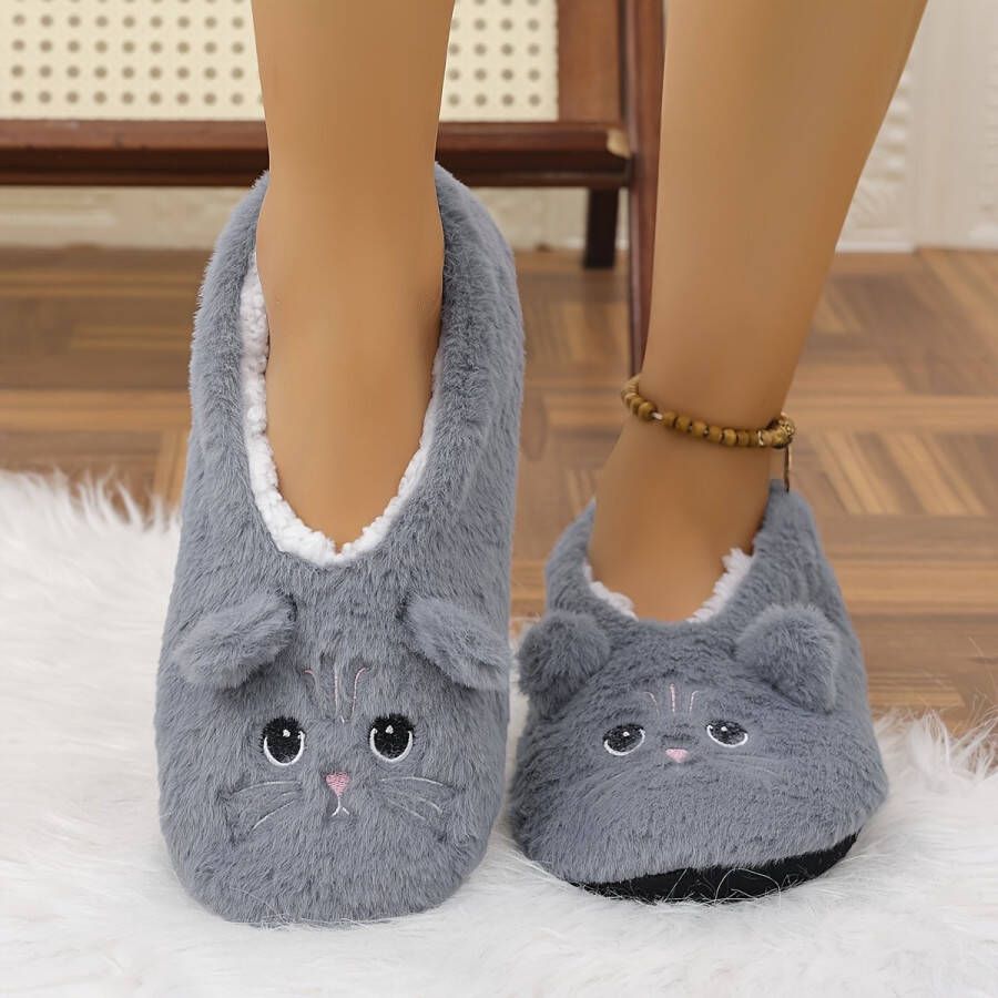 Emojishop Grappige pantoffels Katten sloffen Slip-on Pantoffel One size fits all t m 44 voor Kinderen en Katten Pantoffel Pluche dierenpantoffels zachte binnenschoenen Sloffen en Pantoffels 40 41 en