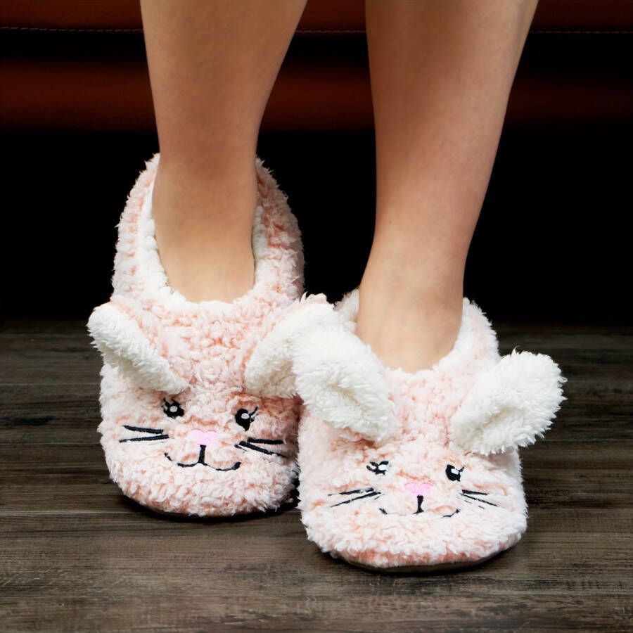 Emojishop Grappige pantoffels Konijnen sloffen Roze Slip-on Pantoffel One size fits all t m 43 voor Kinderen en Konijn Pantoffel Pluche dierenpantoffels Sloffen en Pantoffels 39 40 en