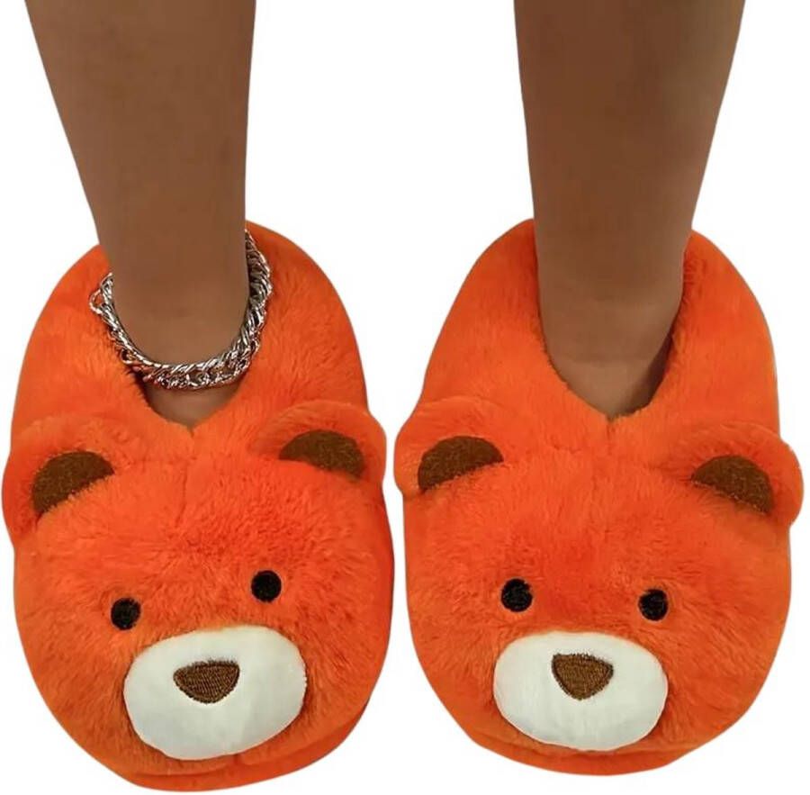 Emojishop Grappige pantoffels Oranje Beren sloffen One size fits all t m 38 voor Kinderen en Pantoffel dierensloffen Pluche dierenpantoffels zachte binnenschoenen Sloffen en Pantoffels