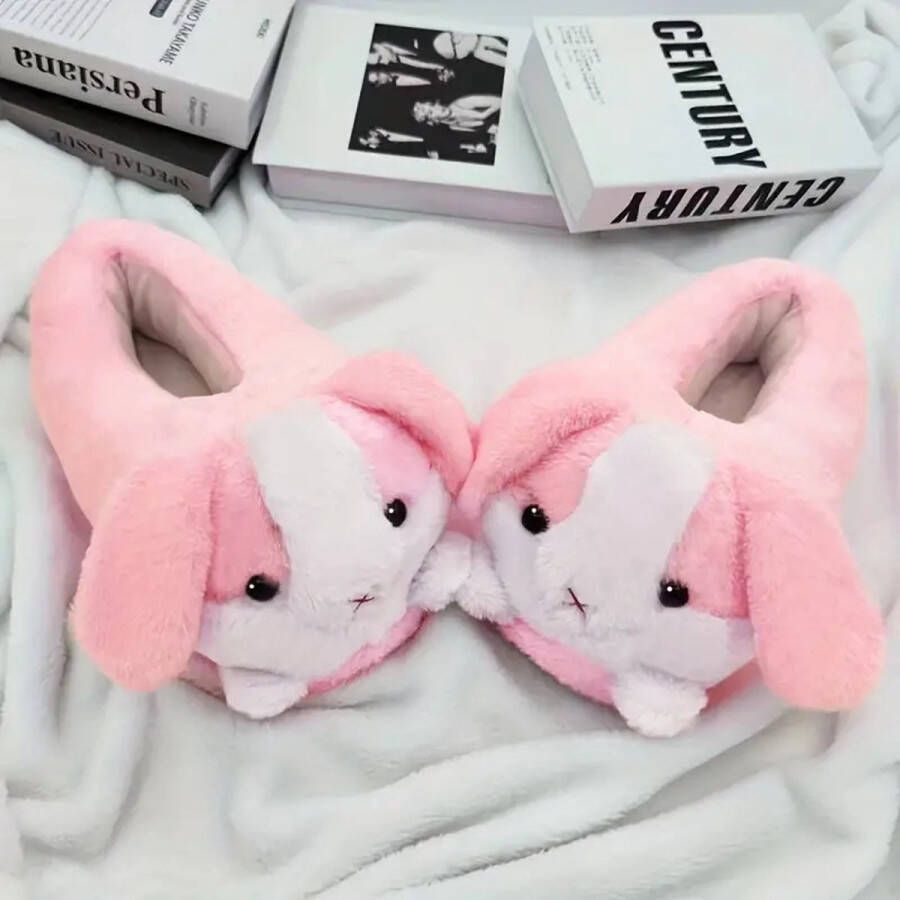 Emojishop Grappige pantoffels Roze Konijnen sloffen One size fits all t m 38 voor Kinderen en Pantoffel dierensloffen Pluche dierenpantoffels zachte binnenschoenen Sloffen en Pantoffels