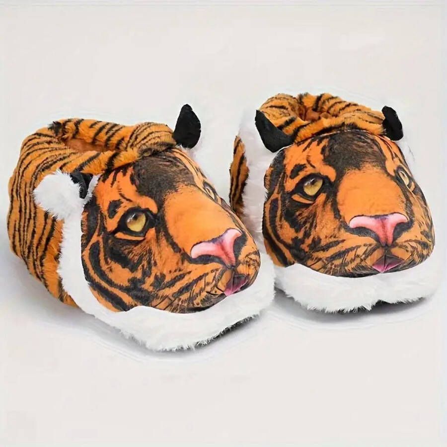 Emojishop Grappige pantoffels Tijger sloffen One size fits all t m 40 voor Kinderen Dames en Heren Pantoffel dierensloffen Pluche dierenpantoffels zachte binnenschoenen Sloffen en Pantoffels