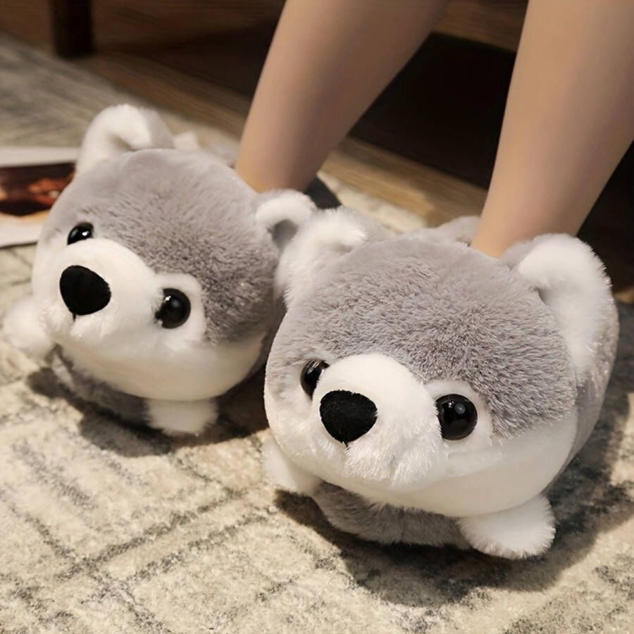 Emojishop Grappige pantoffels voor Heren Honden sloffen One size fits all t m 40 Husky Sloffen Heren sloffen Pantoffel dierensloffen Pluche dierenpantoffels zachte binnenschoenen Sloffen en Pantoffels 35 36 37 en