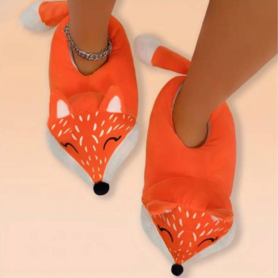 Emojishop Grappige pantoffels Vos Sloffen One size fits all t m 38 voor Kinderen en Pantoffel dierensloffen Pluche dierenpantoffels zachte binnenschoenen Sloffen en Pantoffels