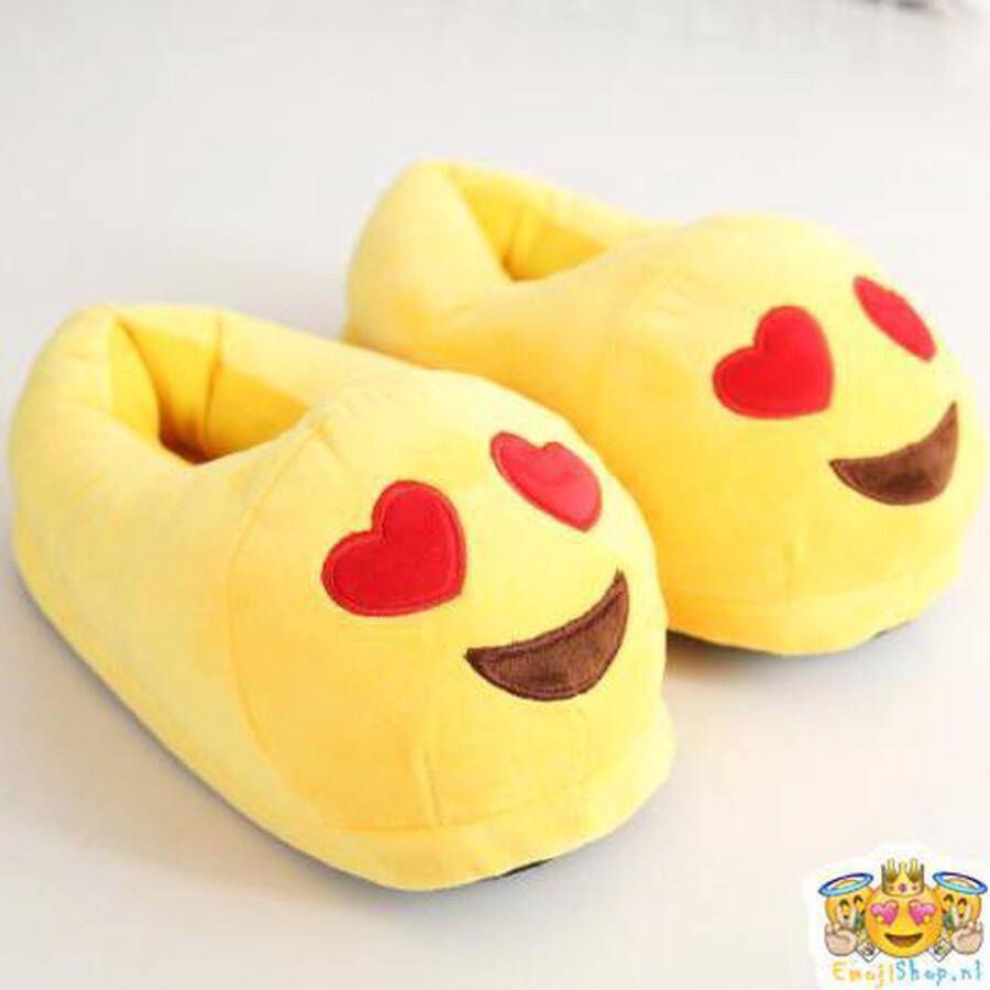 Emojishop Hartjesogen Emoji Sloffen Prachtig geborduurde Whatsapp Emoji pantoffels