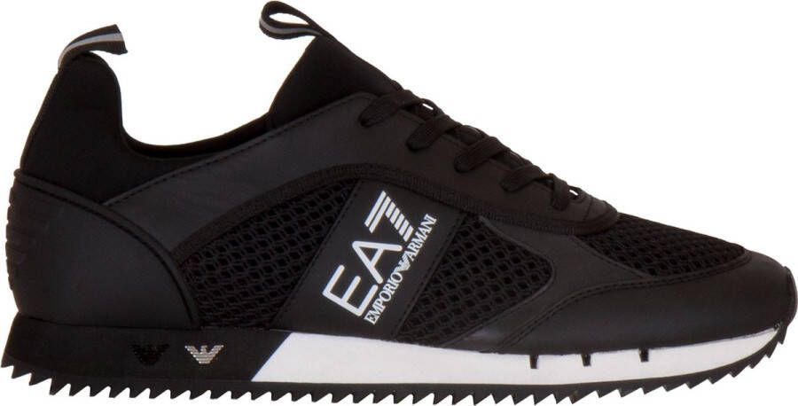 Emporio Armani EA7 Logo Sneakers met Treklipje en Merk Binnenzool Black Heren